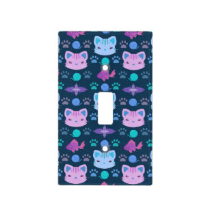 What's Cool, Kitty Cat in Purple and Blue Light Switch Cover