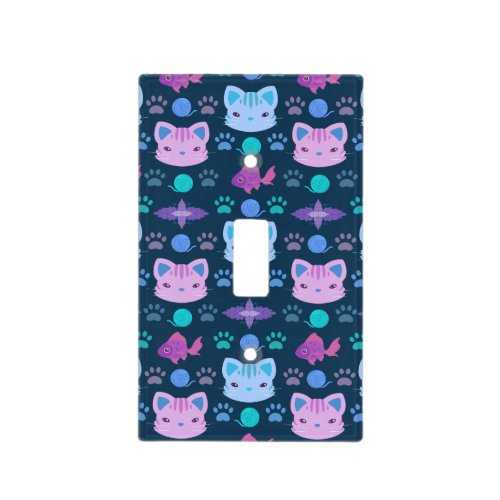 Whats Cool Kitty Cat in Purple and Blue Light Switch Cover