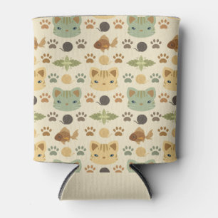What's Cool, Kitty Cat in Yellow and Brown Can Cooler