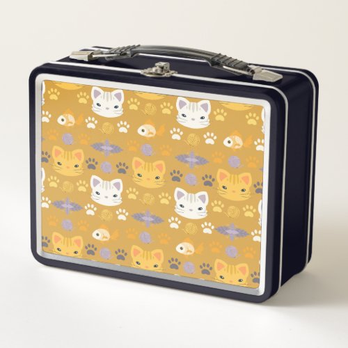 Whats Cool Kitty Cat in Yellow and Lavender Metal Lunch Box