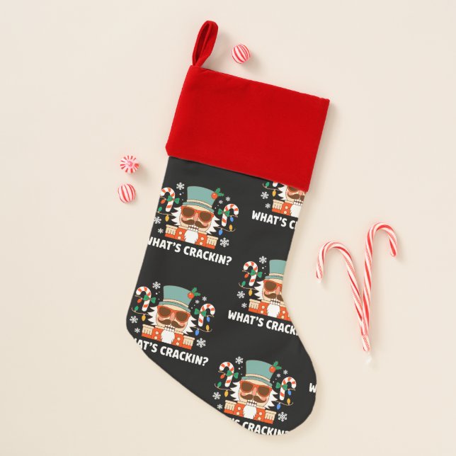 What's Crackin Christmas Nutcracker Funny Xmas Christmas Stocking (Front)