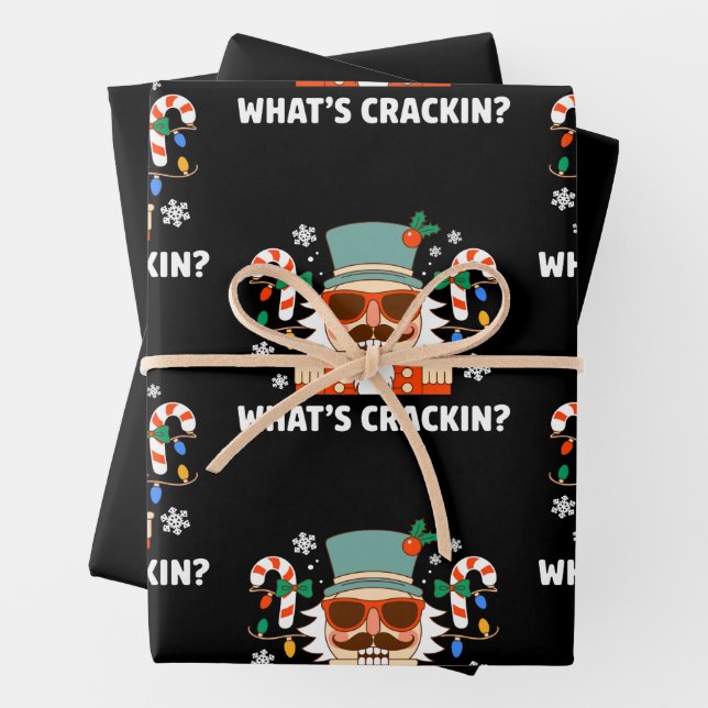 What's Crackin Christmas Nutcracker Funny Xmas Wrapping Paper Sheets (In situ)