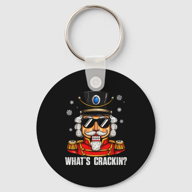 Whats Crackin Funny Nutcracker Pjs Christmas Xmas  Keychain (Front)