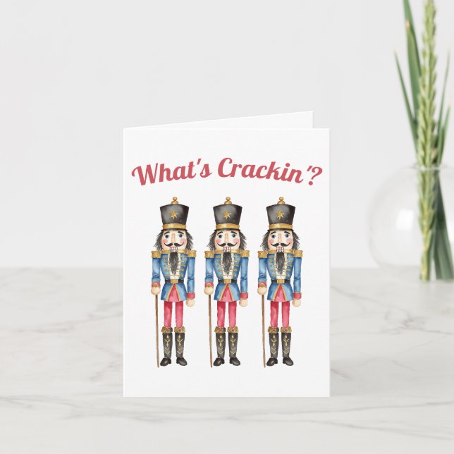 What's Crackin'? Watercolor Nutcracker Christmas Card (Front)