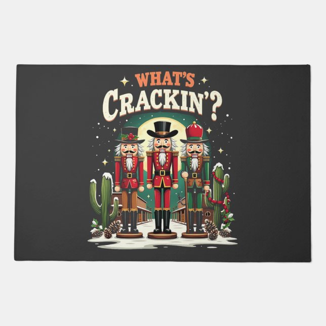 What's Cracking Nutcracker Cactus Christmas Funny Doormat (Front)