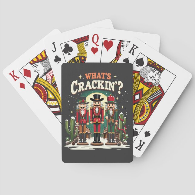 What's Cracking Nutcracker Cactus Christmas Funny Poker Cards (Back)