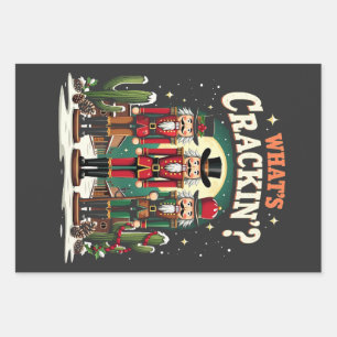 What's Cracking Nutcracker Cactus Christmas Funny Wrapping Paper Sheets