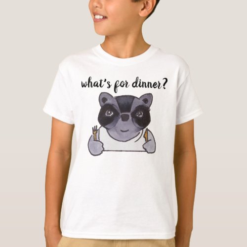 Whats For Dinner Cute Cartoon Raccoon T_Shirt