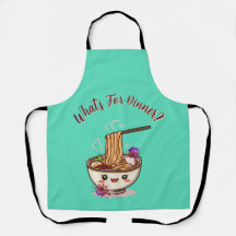 "What's For Dinner?" Mint Green Cute Ramen Bowl