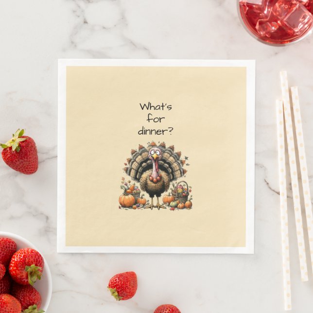 What's for dinner? Quirky Turkey Thanksgiving Paper Dinner Napkins (Insitu)