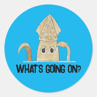 "What's Going On?" Confused Howard the Squid Classic Round Sticker