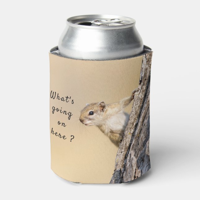 What's going on here squirrel photo with text can cooler (Can Front)