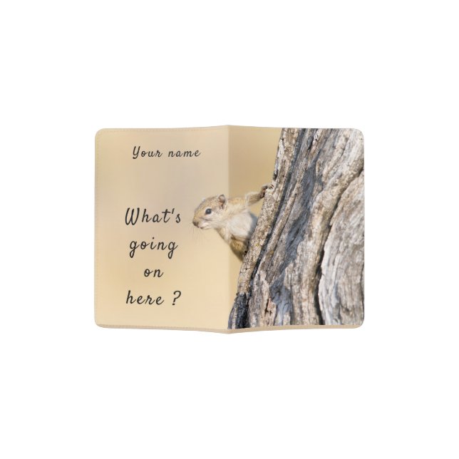 What's going on here squirrel photo with text passport holder (Opened)
