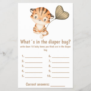 What's in Diaper Bag Baby Shower Game Card Flyer