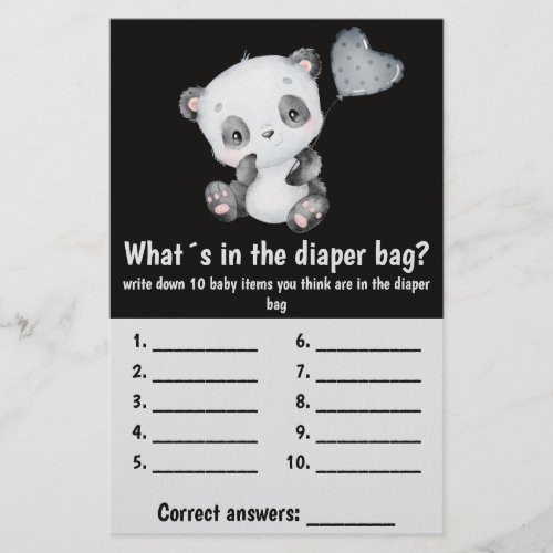 Whats in Diaper Bag baby Shower Game Card Flyer