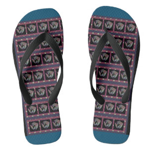 What's In The box Blue Pattern Flip Flops