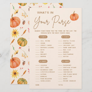 What's in you purse Fall Pumpkin Baby Shower Game