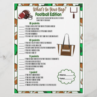 Whats in Your Bag, Football Party Game For Kids Letterhead