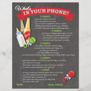 What's in your phone baby shower game