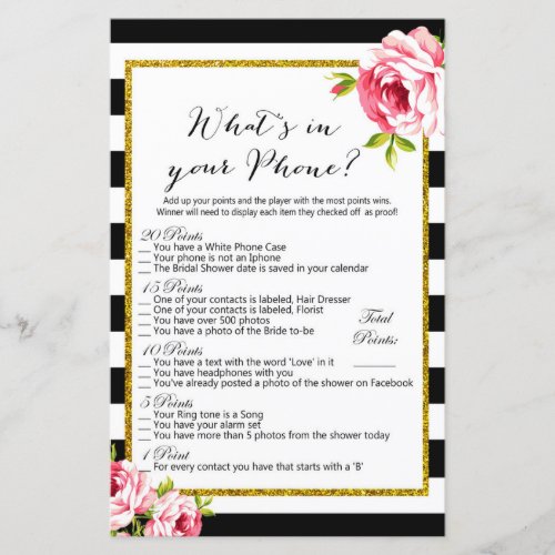 Whats in your Phone _ Bridal Shower Game