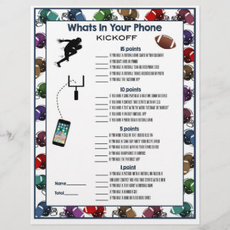 Whats in Your Phone Football Party Game For Kids Letterhead