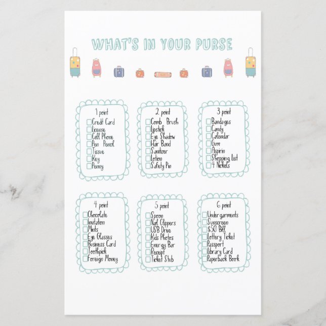 What's in your purse Adventure Baby Shower (Front)