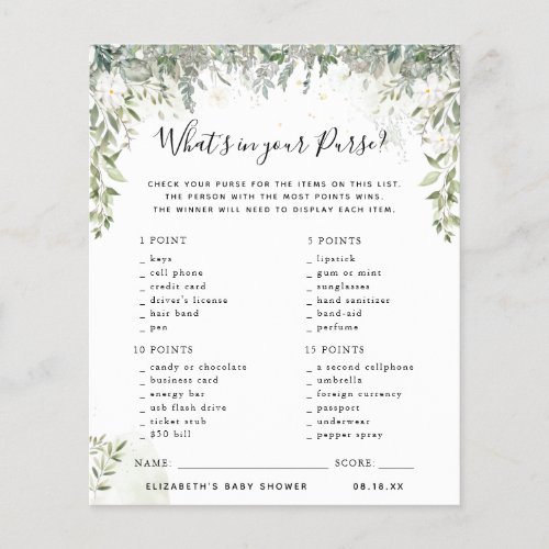What's in your Purse | Baby Shower Game
