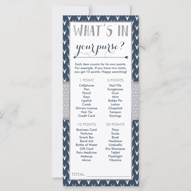 What's In Your Purse? Baby Shower Game (Front)