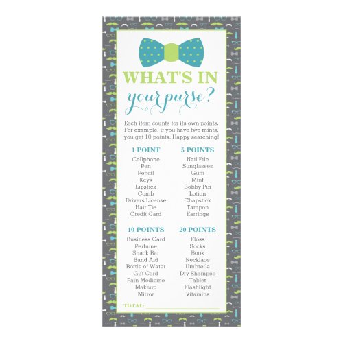 Whats In Your Purse Baby Shower Game 25 Pack Rack Card