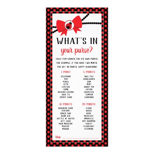 Whats In Your Purse Baby Shower Game 25 Pack Rack Card