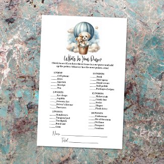 What's In Your Purse Baby Shower Game Card