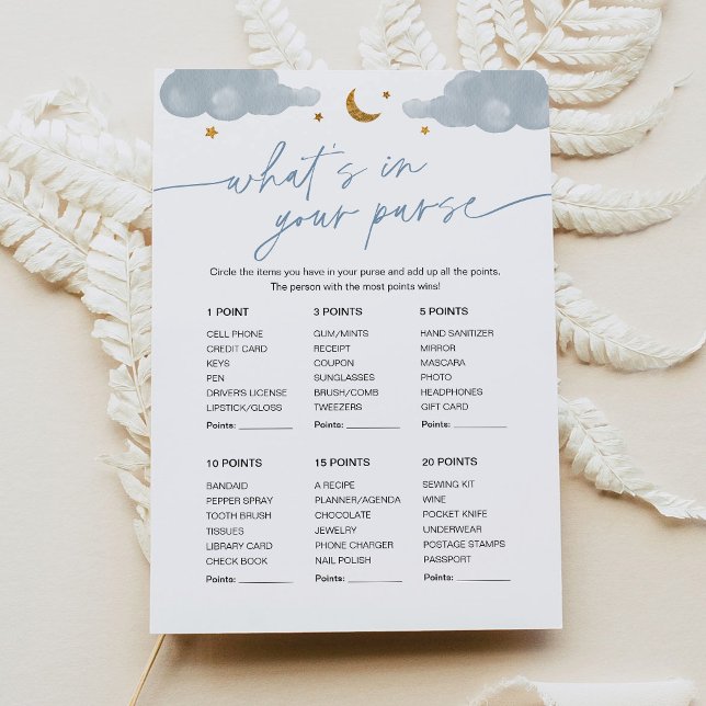 What's In Your Purse Baby Shower Game Twinkle Star Invitation (Creator Uploaded)