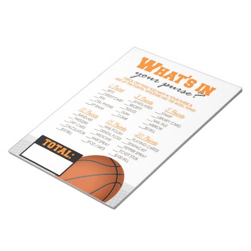 Whats In Your Purse Basketball Baby Shower Game Notepad