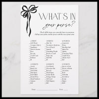 What's In Your Purse Black Bow Bridal Shower Game