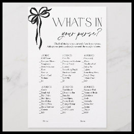 What's In Your Purse Black Bow Bridal Shower Game