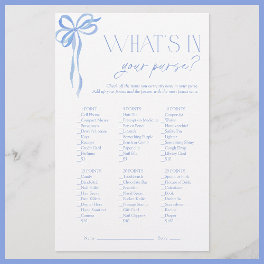 What's In Your Purse Blue Bow Bridal Shower Game