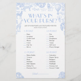 Whats In Your Purse Boy Baby Shower Game Card