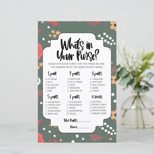 What's In Your Purse Bridal Shower Game (Standing Front)
