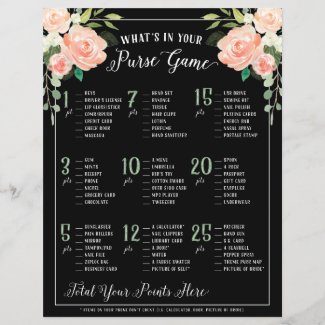 What's In Your Purse Bridal Shower Game Black
