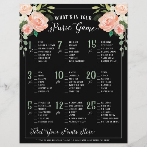 Whats In Your Purse Bridal Shower Game Black