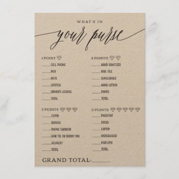 What's In Your Purse Bridal Shower Game Enclosure Card by joyonpaper at Zazzle