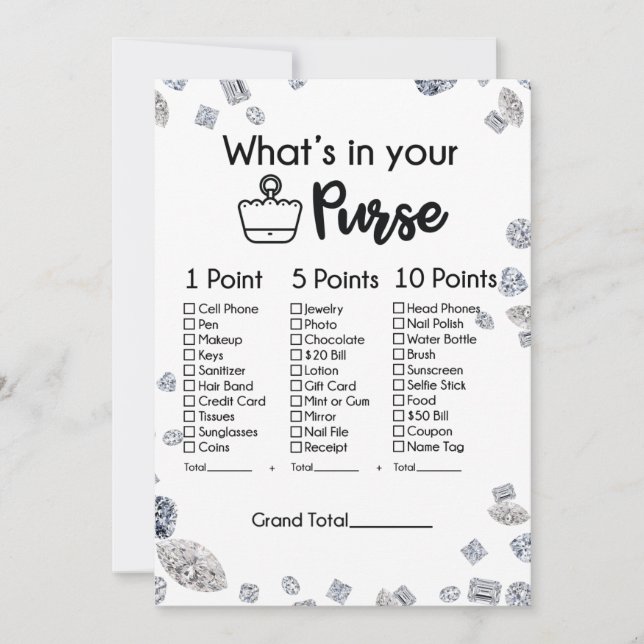 What's in your Purse Bridal Shower Game Invitation (Front)