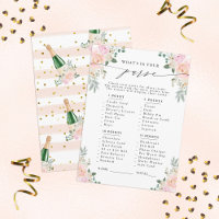 What's In Your Purse? Champagne Floral Party Game