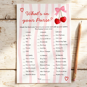 What's in your Purse Cherry Bow Bridal Shower Game