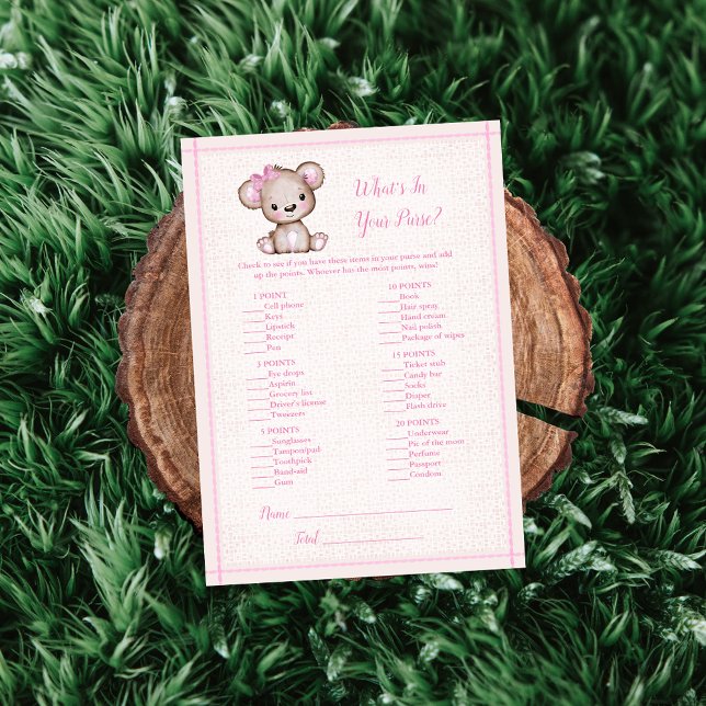 Whats In Your Purse Cute Girl Bear Game Card (Creator Uploaded)