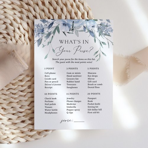 Whats in Your Purse Floral Bridal Shower Game Invitation