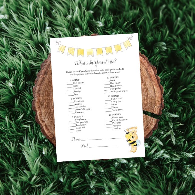 What's In Your Purse Game Girl Teddy Bear Card (Creator Uploaded)