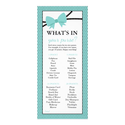 Whats In Your Purse Game Little Lady Rack Card