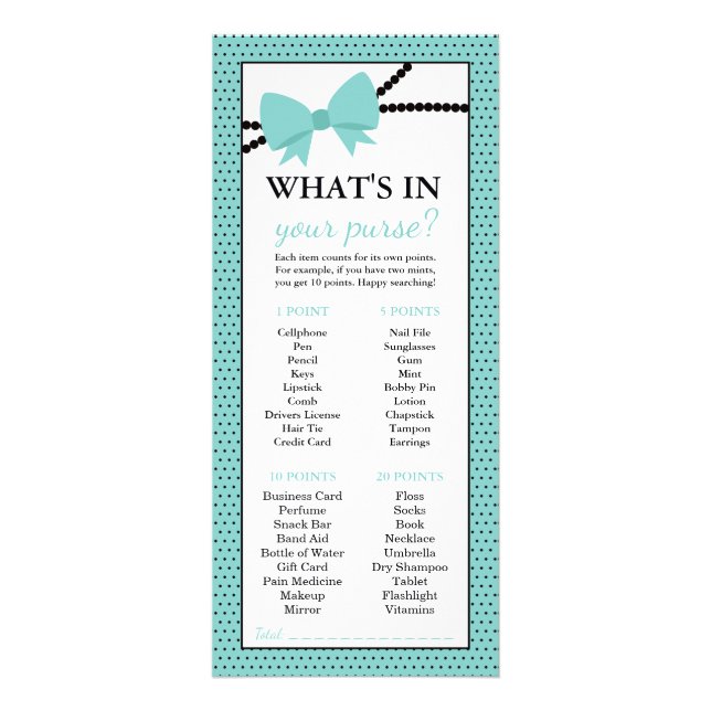 What's In Your Purse Game, Little Lady Rack Card (Front)