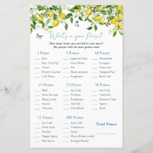 What's In Your Purse Lemon Bridal Shower Game